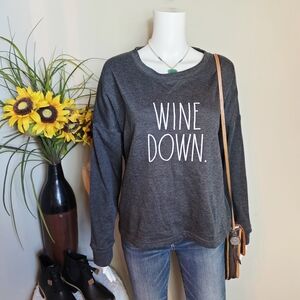 Rae Dunn Gray 'Wine Down' Sweater